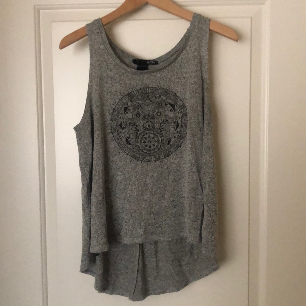 Rebel Sugar Gray Printed Tank Top